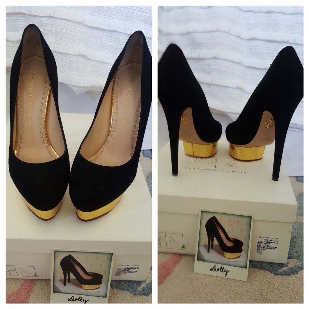 Charlotte Olympia Black Suede dolly 39.5